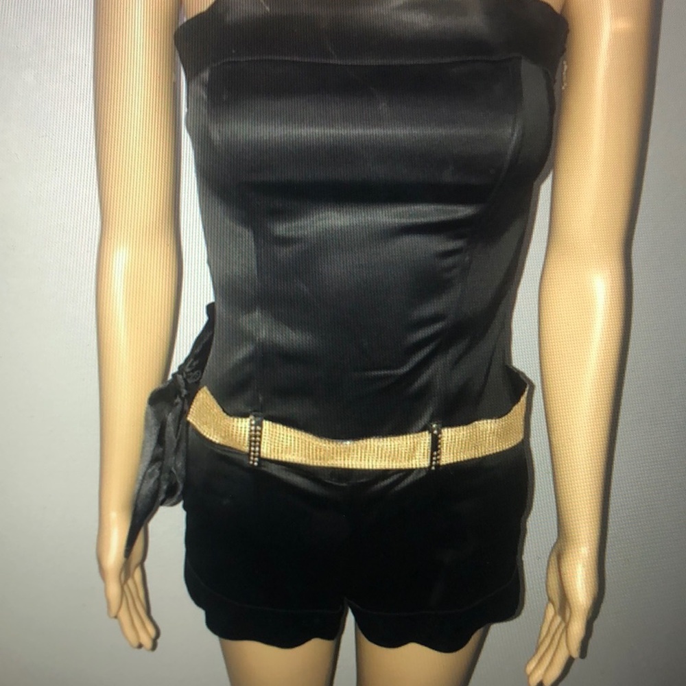 NWOT J’Adore Silk Strapless Romper W/Gold Accents
